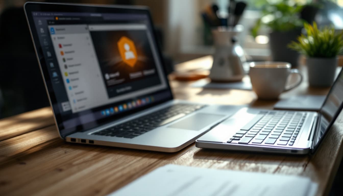 Schreibtisch mit Laptop und Bewerbungsmappe — Leistungen rund um Arbeit