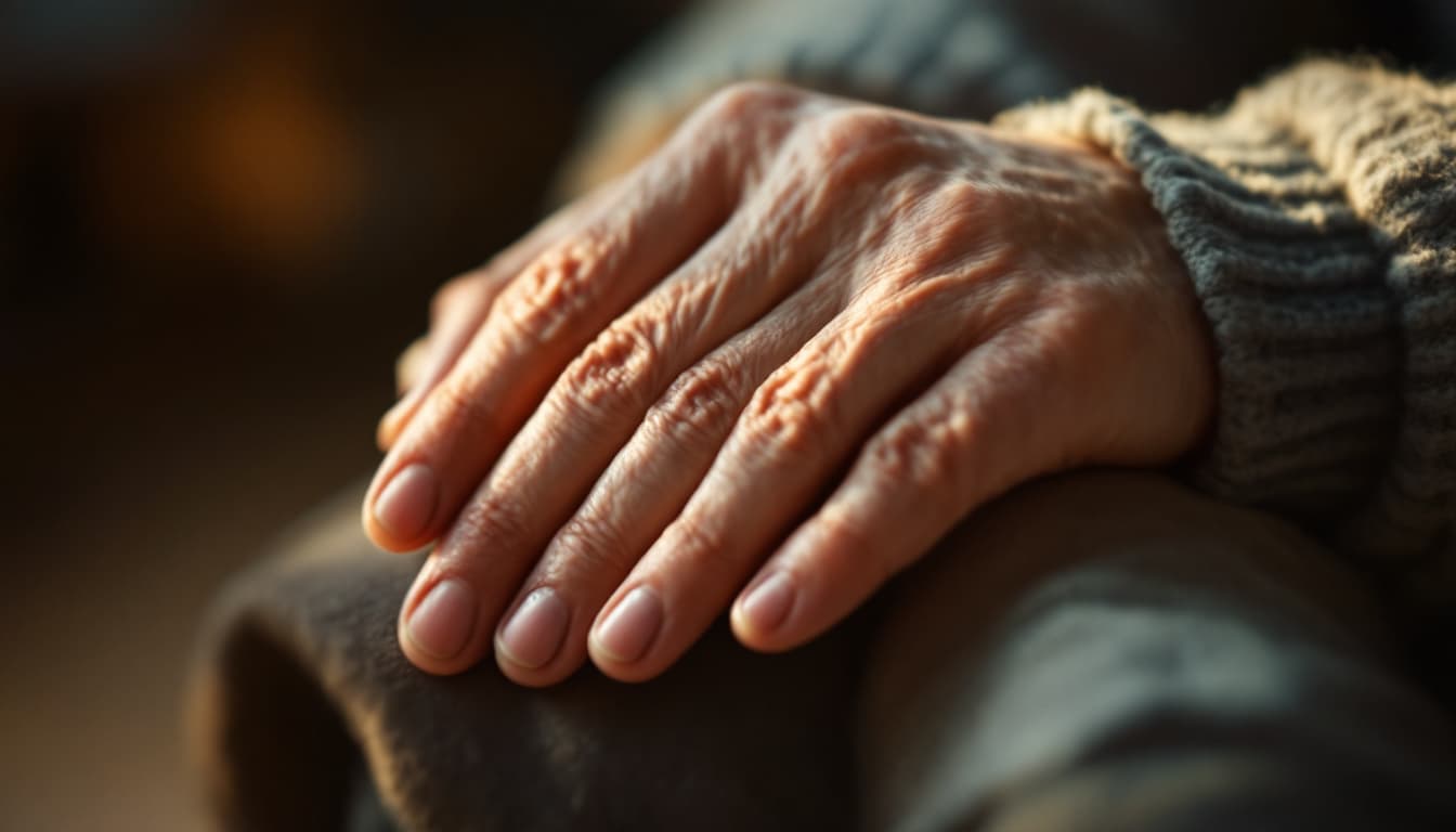 Junge Hand hält die Hand eines älteren Menschen — Pflege und Gesundheit